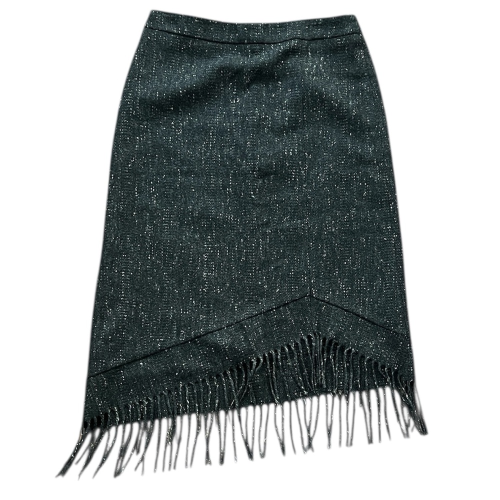 Vintage Steilmann Virgin Wool Asymmetrical Skirt Dark Grey Tweed Women’s Size 10